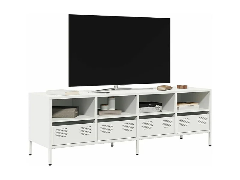 Meuble TV blanc 135x39x43,5 acier laminé à froid