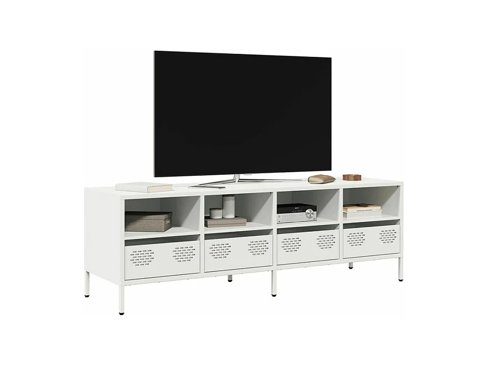Meuble TV blanc 135x39x43,5 acier laminé à froid