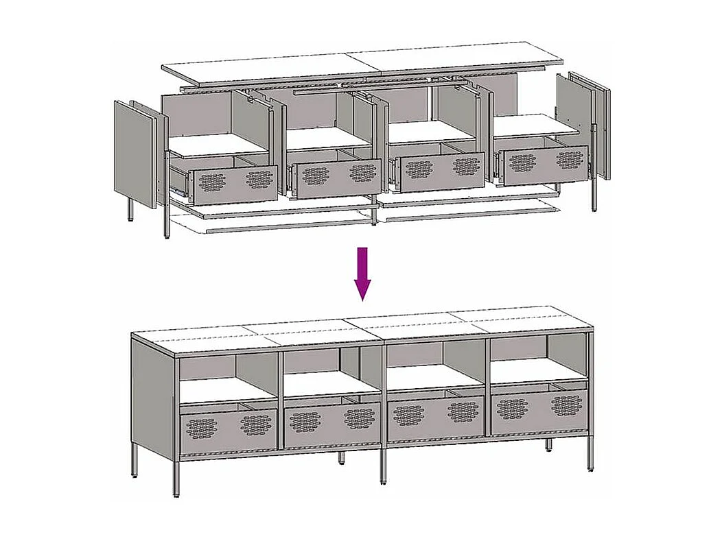 Meuble TV blanc 135x39x43,5 acier laminé à froid