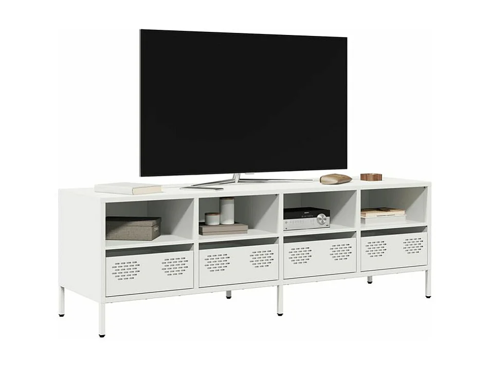 Meuble TV blanc 135x39x43,5 acier laminé à froid