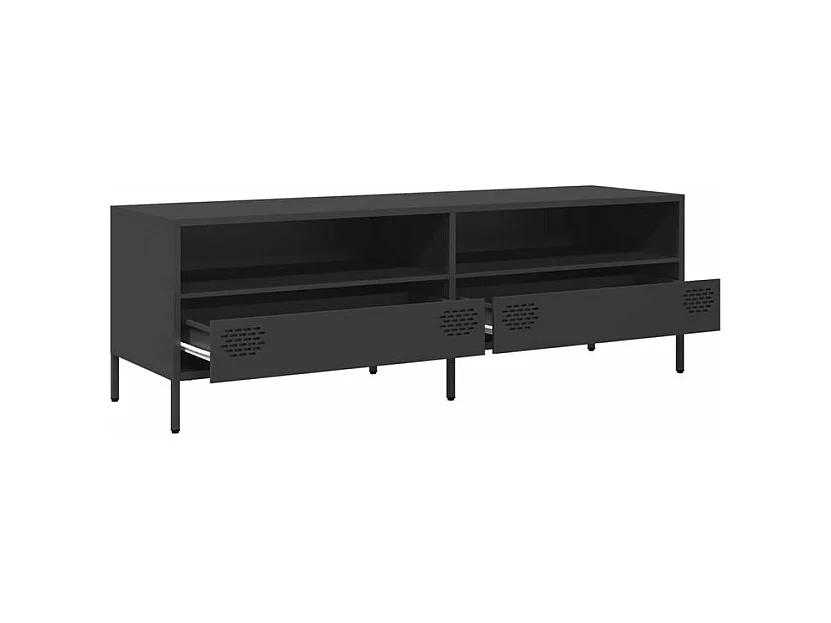 Meuble TV noir 135x39x43,5 acier laminé à froid