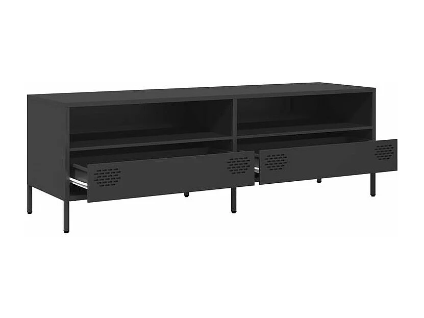 Meuble TV noir 135x39x43,5 acier laminé à froid