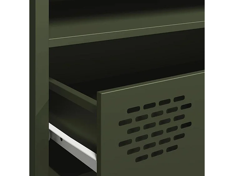 Meuble TV vert olive 202x39x43,5 acier laminé à froid