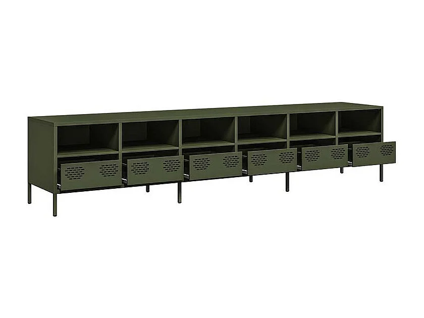 Meuble TV vert olive 202x39x43,5 acier laminé à froid