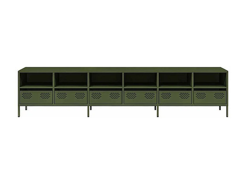 Meuble TV vert olive 202x39x43,5 acier laminé à froid