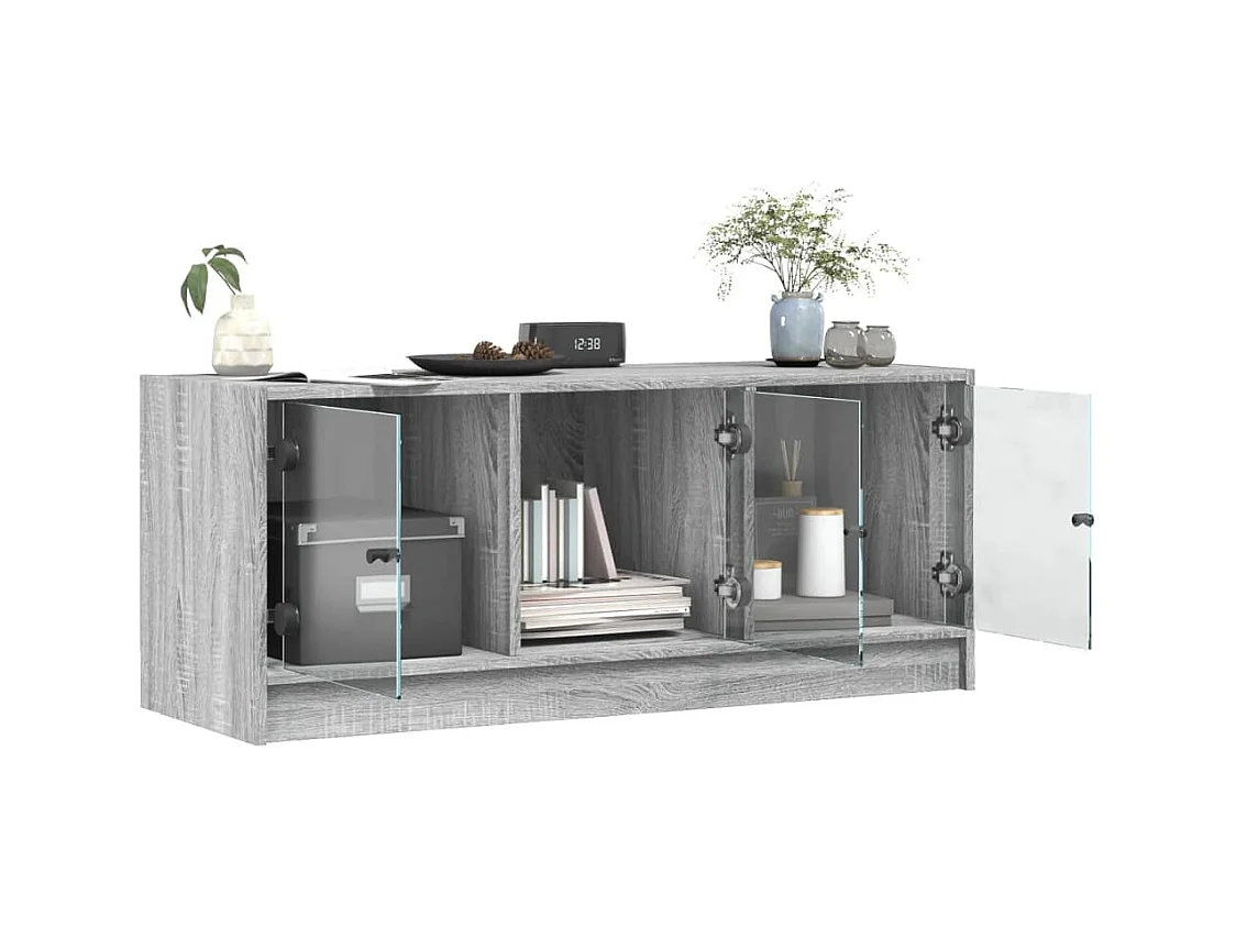 Meuble TV avec portes en verre sonoma gris 102x37x42