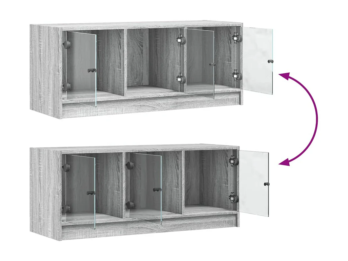 Meuble TV avec portes en verre sonoma gris 102x37x42