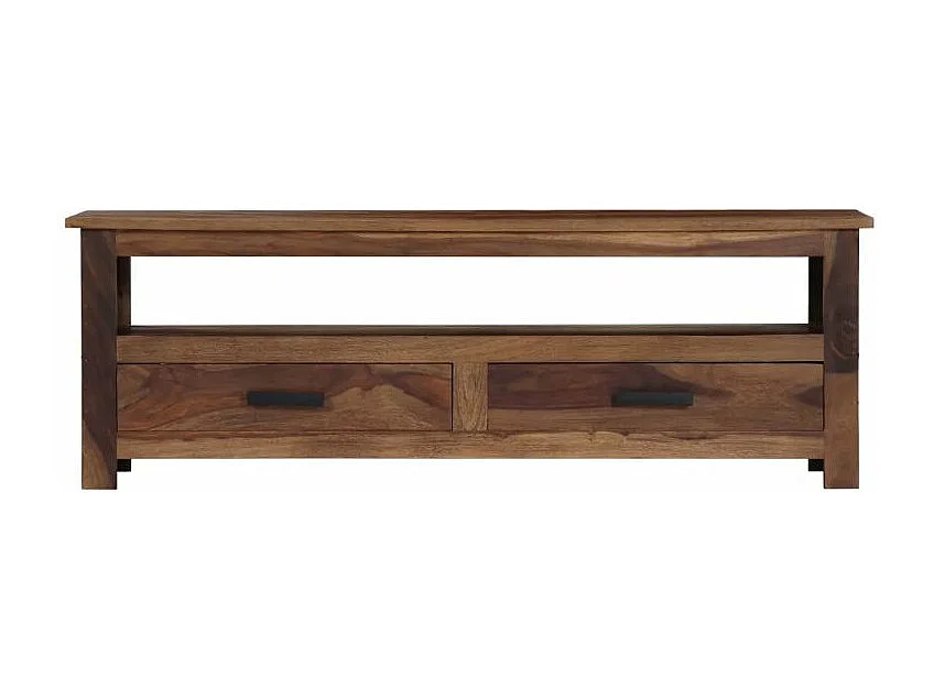 Meuble TV 2 tiroirs sesham massif foncé Malib 2