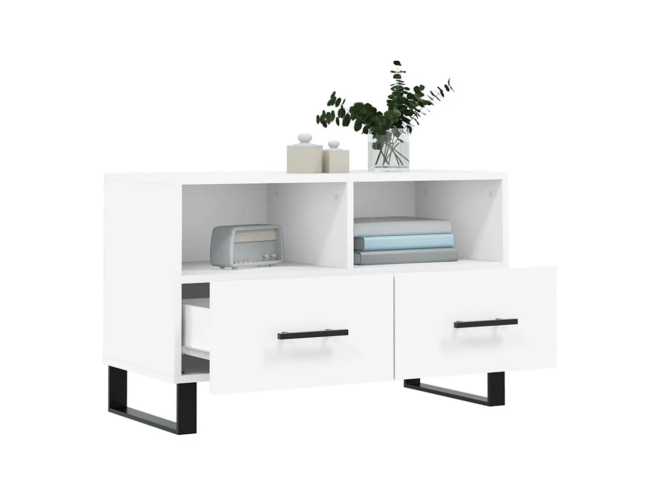 Meuble TV Blanc 80x36x50 Bois d'ingénierie