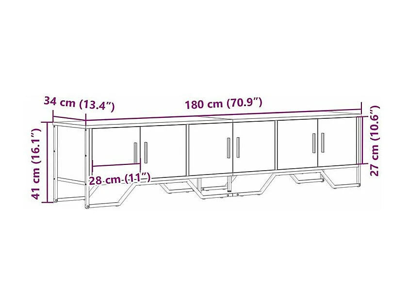 Meuble TV sonoma gris 180x34x41 bois d'ingénierie