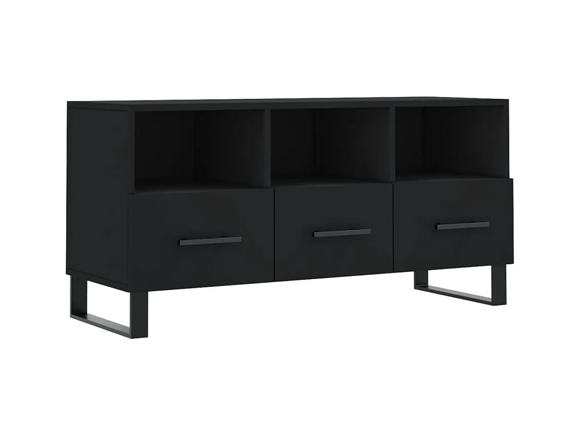 Meuble TV noir 102x36x50 bois d'ingénierie