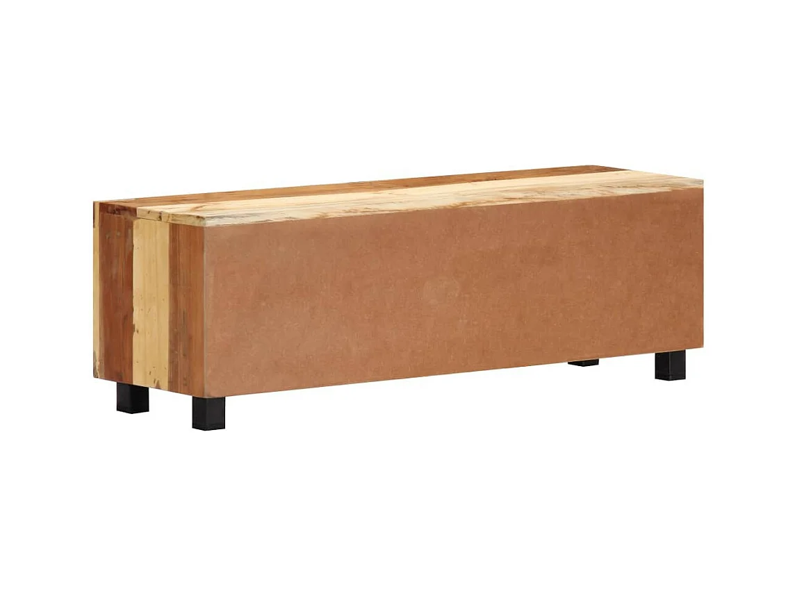 Meuble TV 1 tiroir 1 niche bois massif recyclé et pieds métal noir Masay