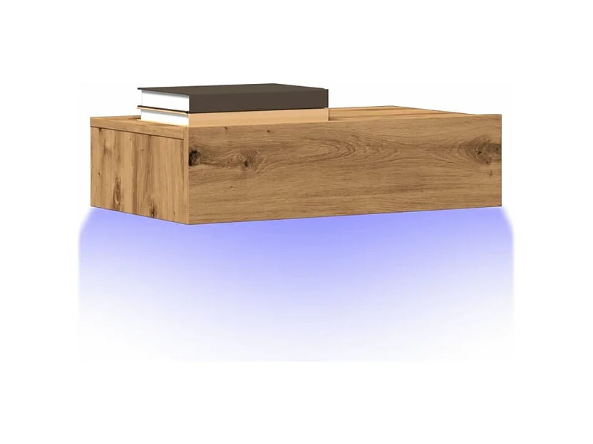 Meuble TV avec éclairages LED chêne artisanal 60x35x15,5