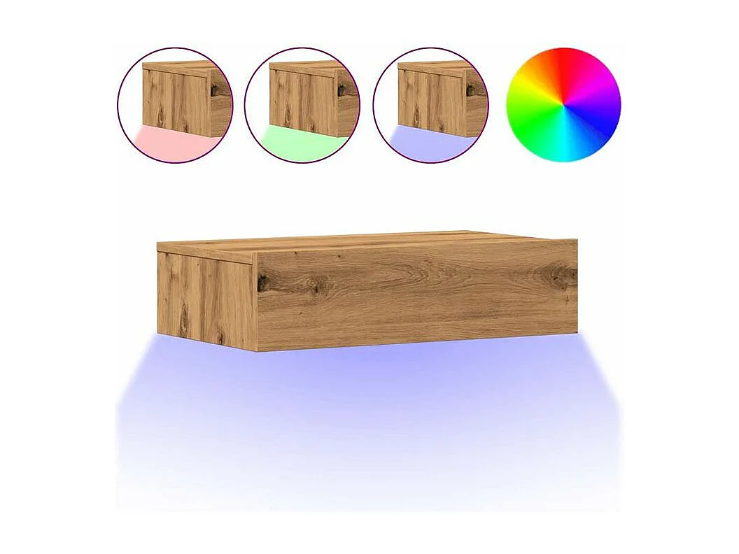 Meuble TV avec éclairages LED chêne artisanal 60x35x15,5