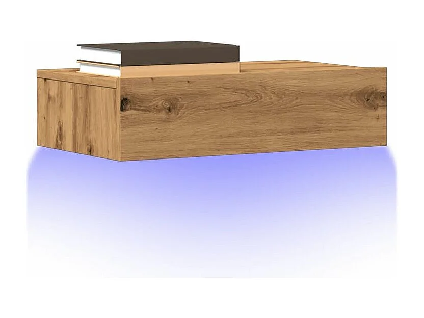 Meuble TV avec éclairages LED chêne artisanal 60x35x15,5