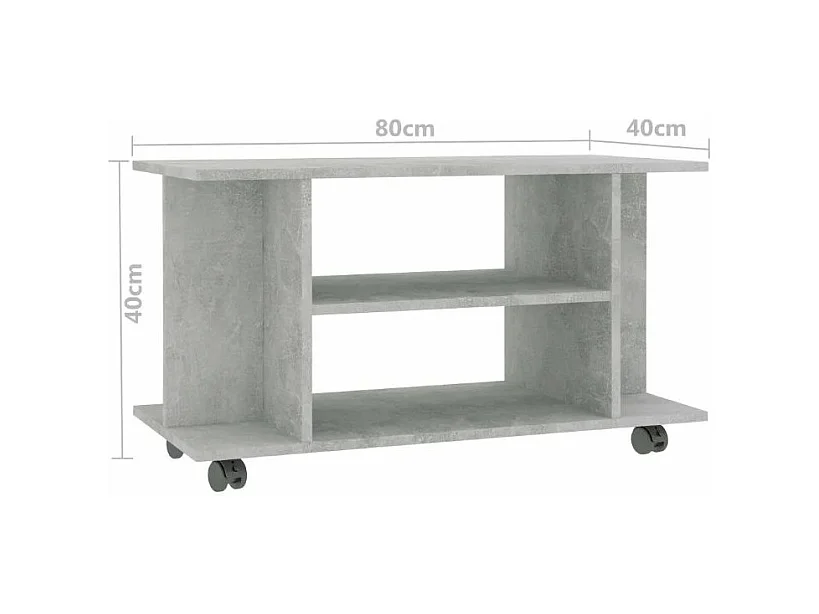Meuble TV sur roulettes bois gris béton Java