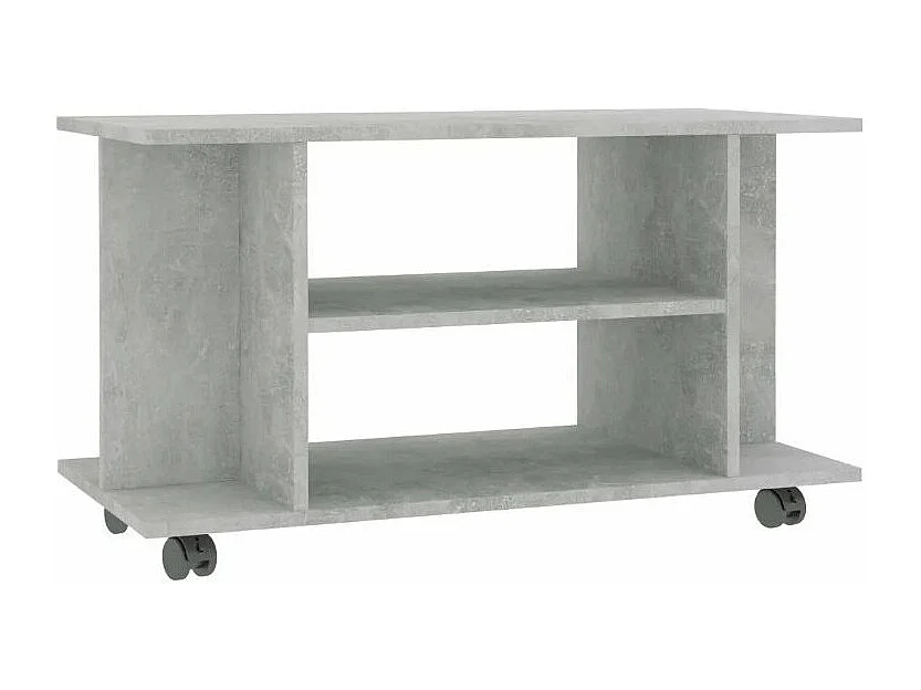 Meuble TV sur roulettes bois gris béton Java