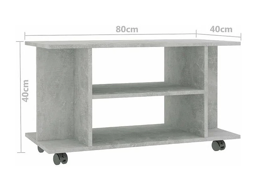 Meuble TV sur roulettes bois gris béton Java