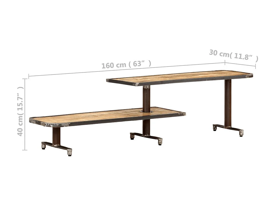 Meuble TV 160x30x40 Bois de manguier massif Kizzo 160