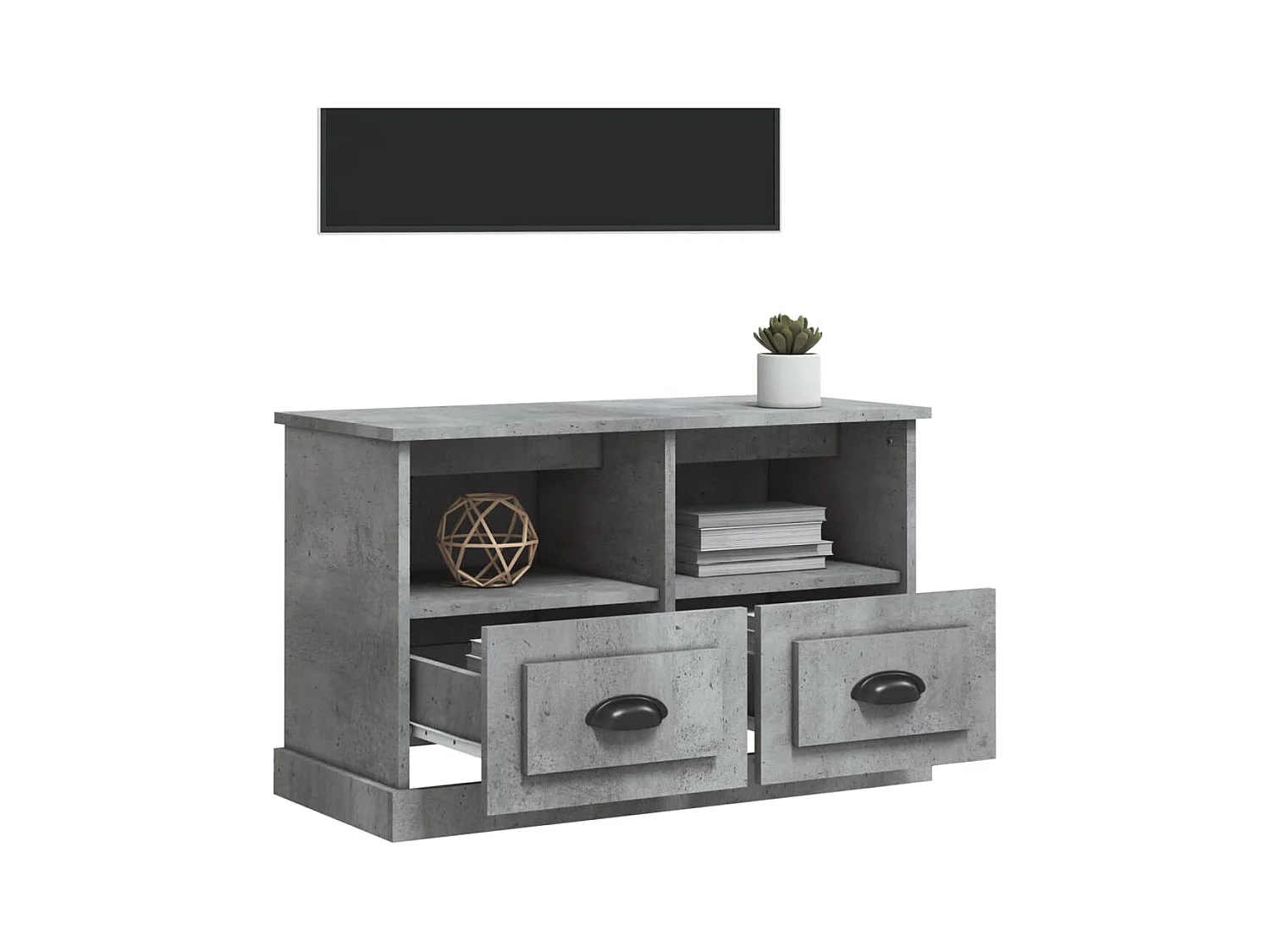 Meuble TV gris béton 80x35x50 bois d'ingénierie