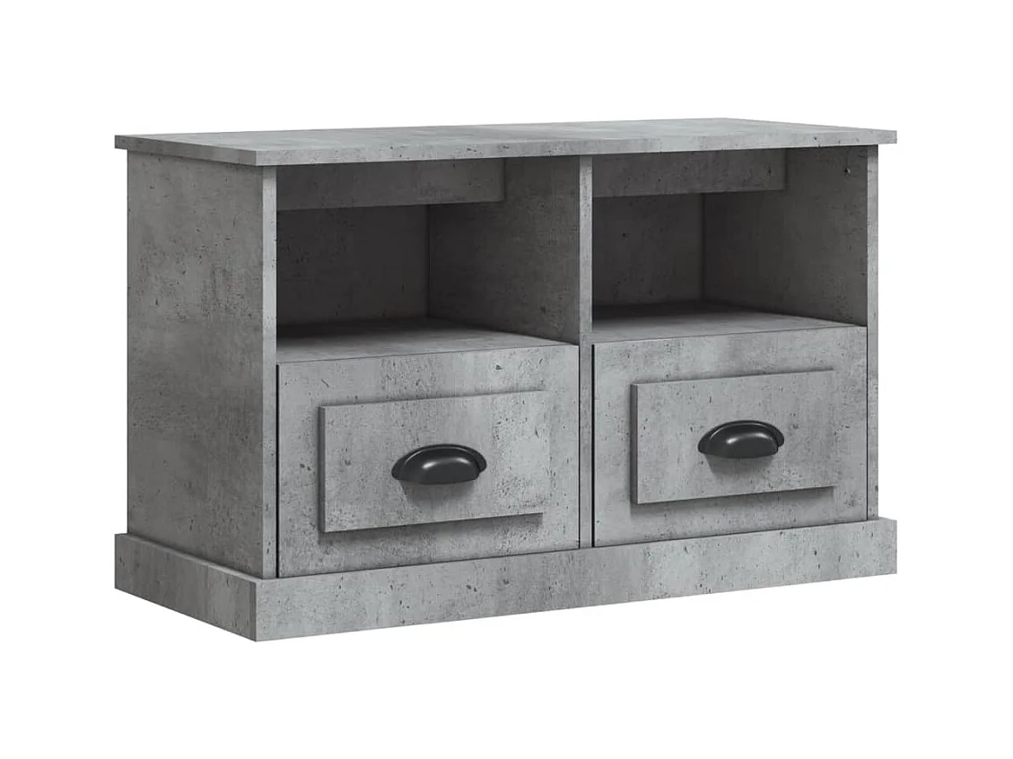 Meuble TV gris béton 80x35x50 bois d'ingénierie
