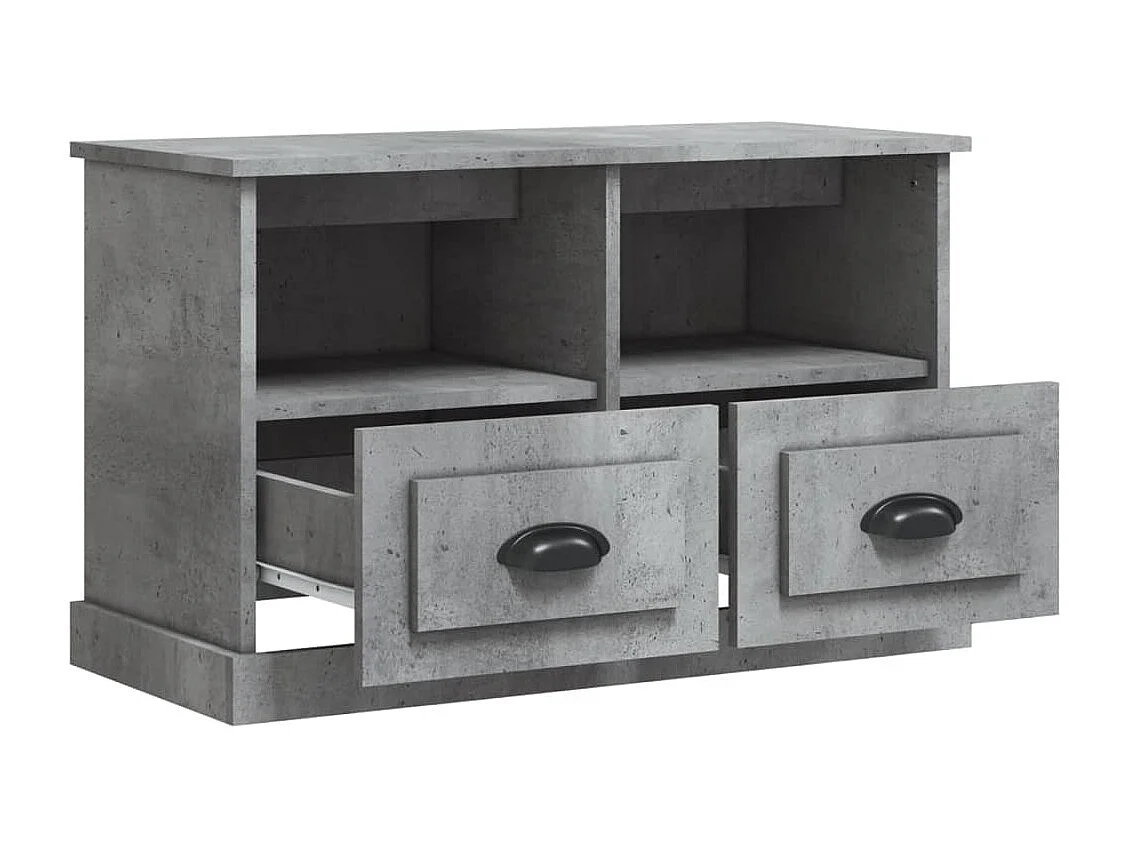 Meuble TV gris béton 80x35x50 bois d'ingénierie
