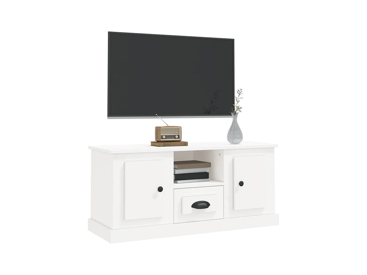 Meuble TV blanc 100x35,5x45 bois d'ingénierie