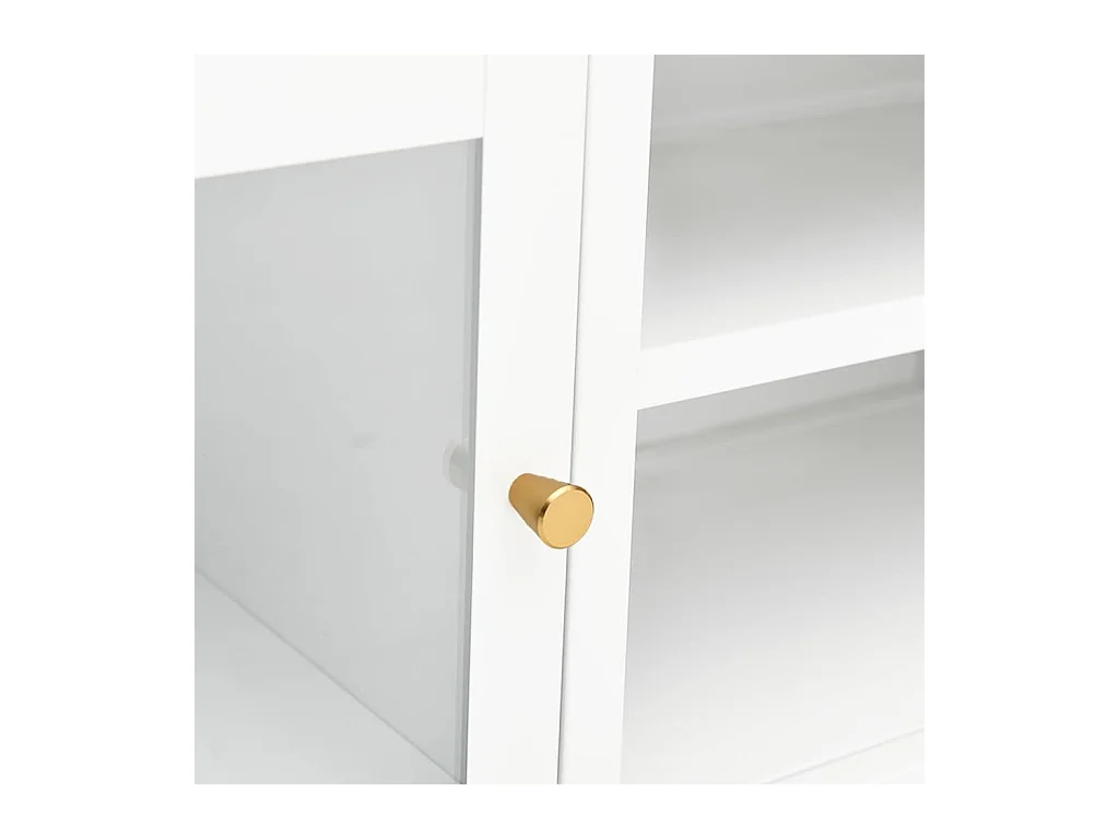 Meuble TV Blanc 90x30x44 Acier et verre