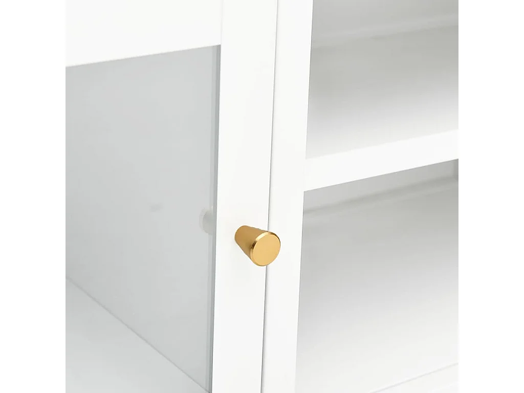 Meuble TV Blanc 90x30x44 Acier et verre