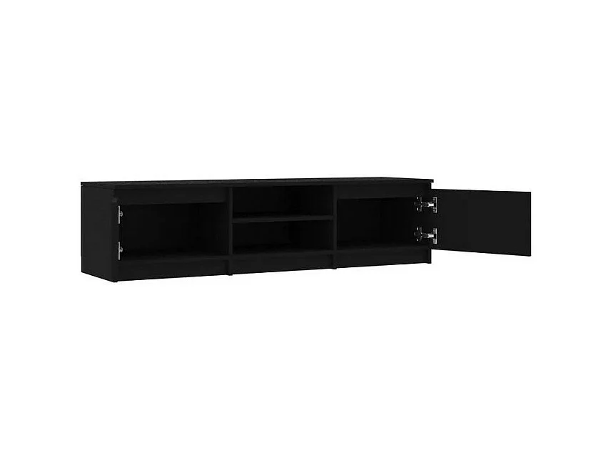 Meuble TV 2 portes 2 niches bois noir Cyna 140cm