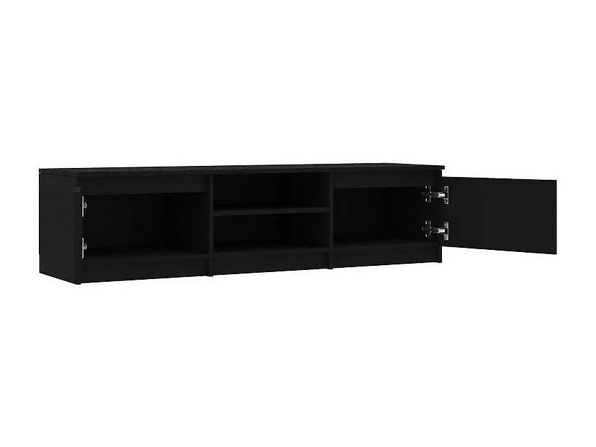 Meuble TV 2 portes 2 niches bois noir Cyna 140cm