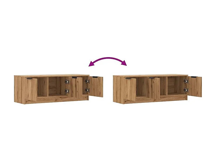 Meuble TV chêne artisanal 102x35x36,5 bois d'ingénierie