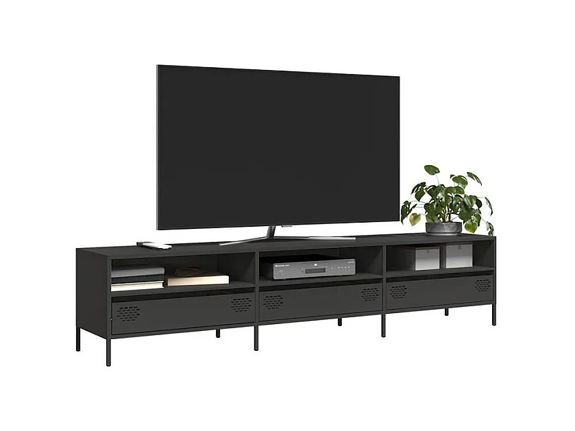 Meuble TV noir 202x39x43,5 acier laminé à froid