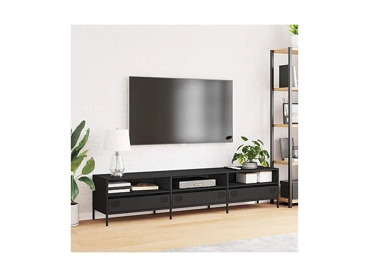Meuble TV noir 202x39x43,5 acier laminé à froid