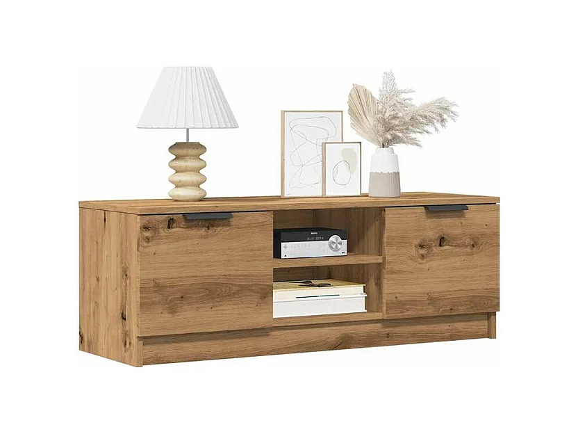 Meuble TV chêne artisanal 102x35x36,5 bois d'ingénierie