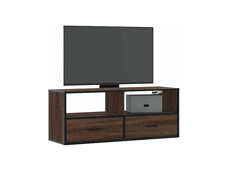 Meuble TV chêne marron 100x31x39,5 bois d'ingénierie et métal