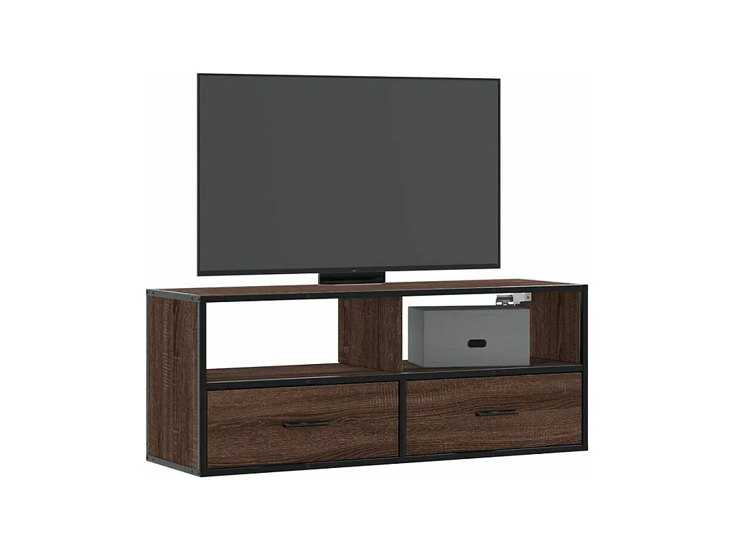Meuble TV chêne marron 100x31x39,5 bois d'ingénierie et métal