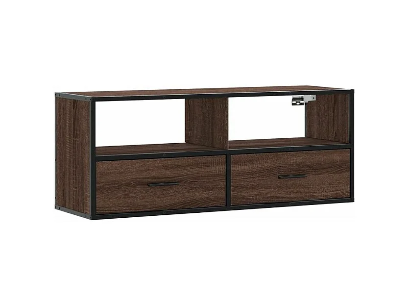 Meuble TV chêne marron 100x31x39,5 bois d'ingénierie et métal