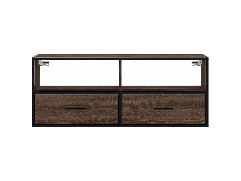 Meuble TV chêne marron 100x31x39,5 bois d'ingénierie et métal