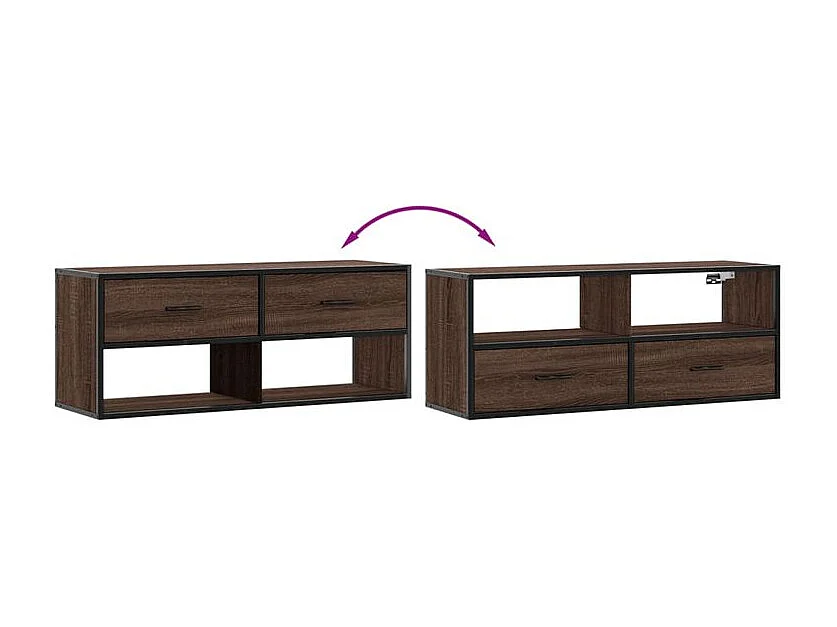 Meuble TV chêne marron 100x31x39,5 bois d'ingénierie et métal