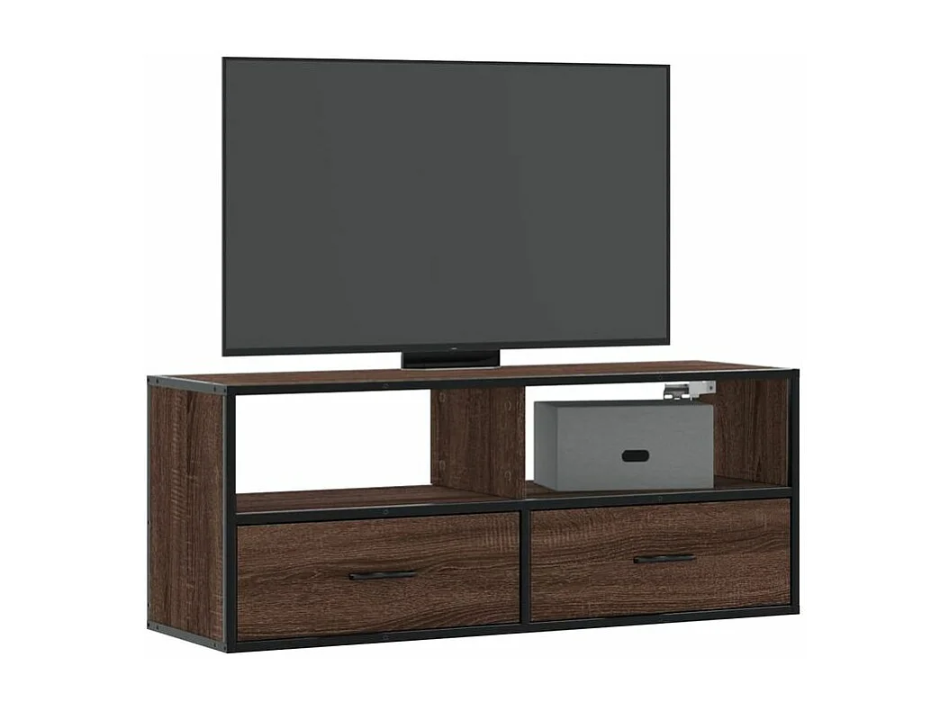 Meuble TV chêne marron 100x31x39,5 bois d'ingénierie et métal