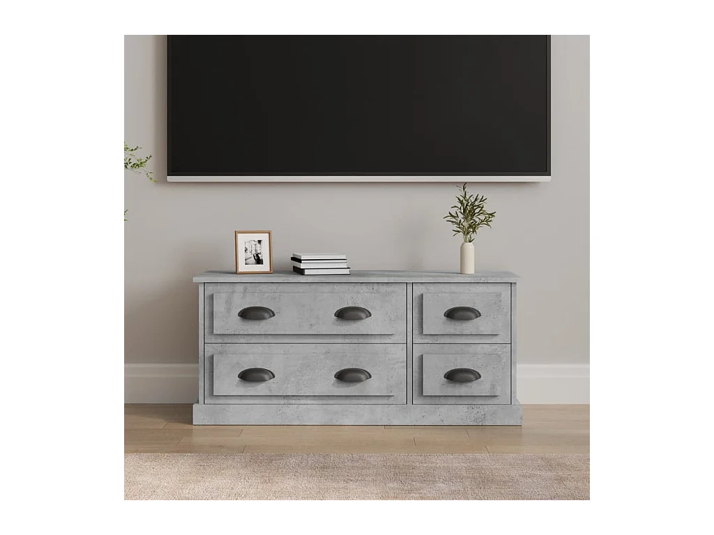 Meuble TV gris béton 100x35,5x45 bois d'ingénierie