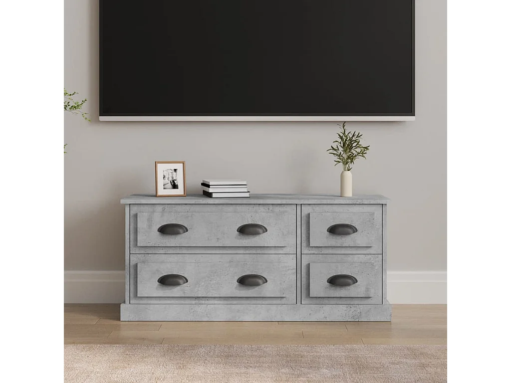Meuble TV gris béton 100x35,5x45 bois d'ingénierie