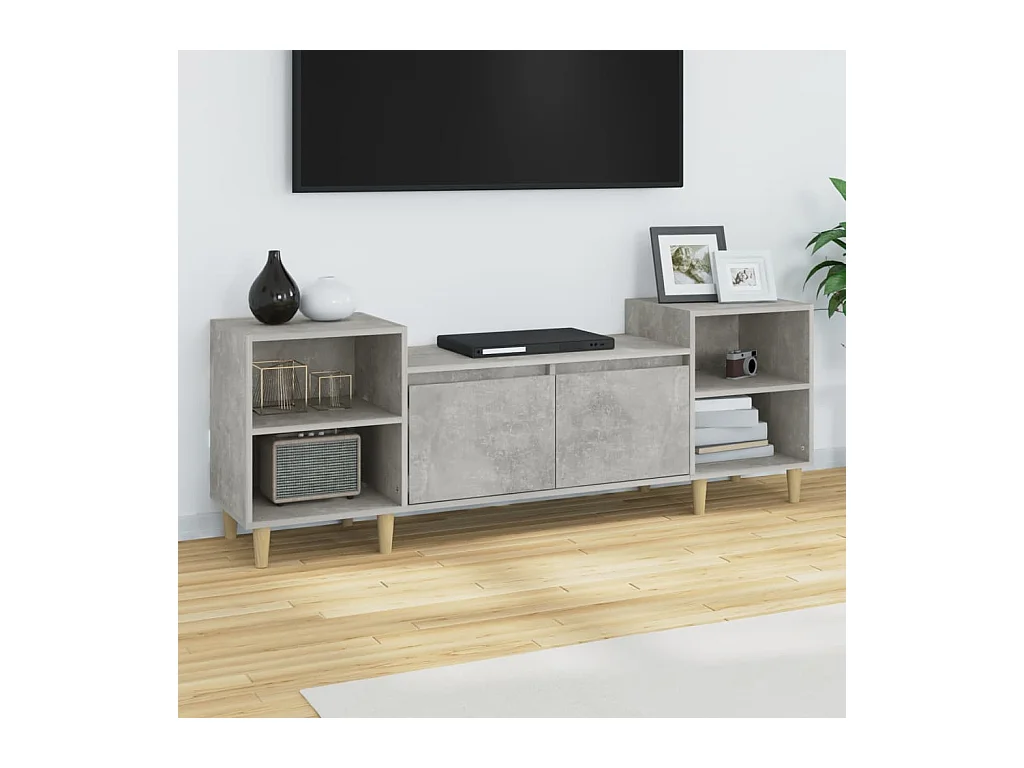 Meuble TV Gris béton 160x35x55 Bois d'ingénierie
