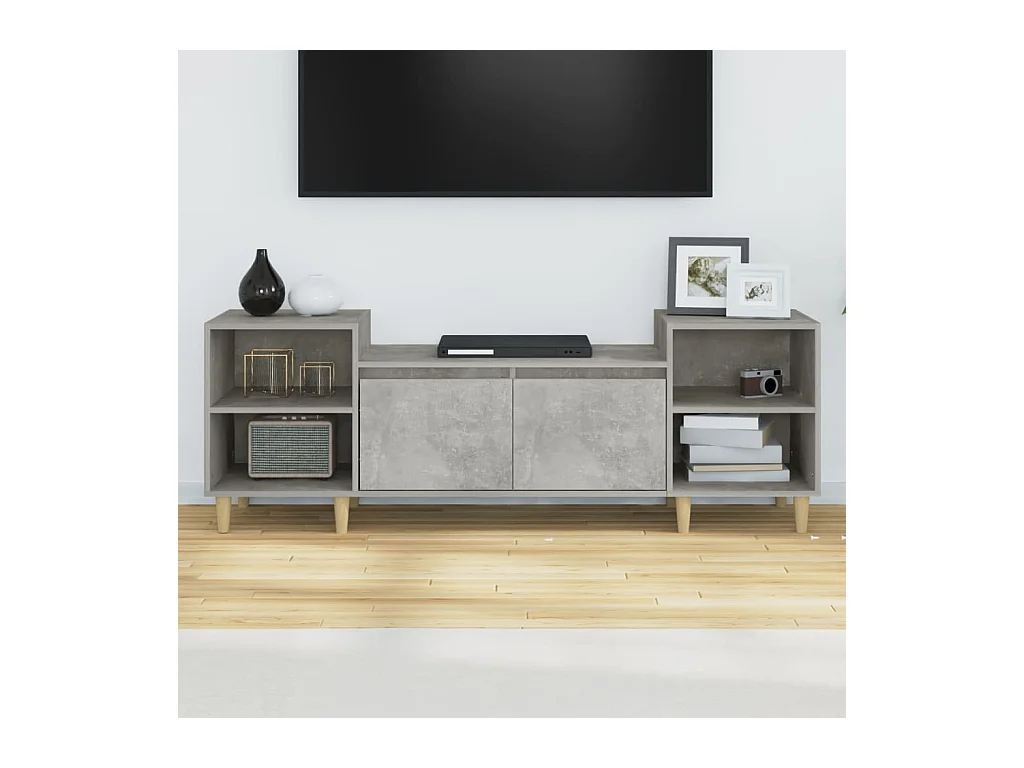 Meuble TV Gris béton 160x35x55 Bois d'ingénierie
