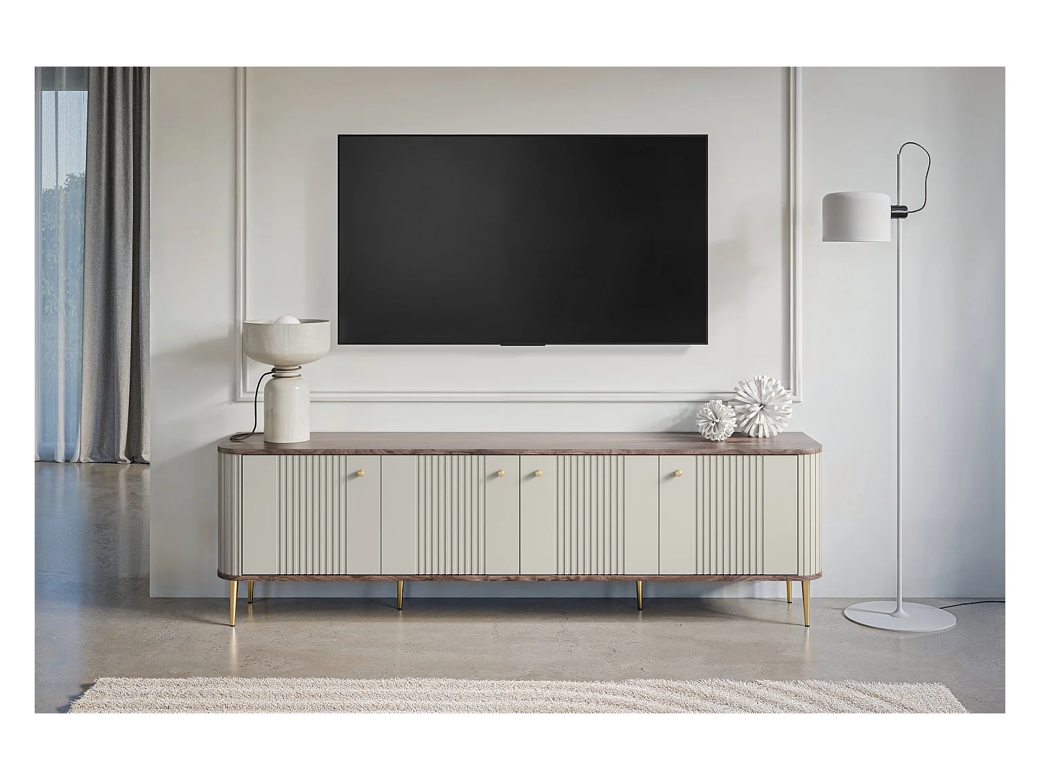 4-türiger TV-Schrank mit Metallfuß 187x51 cm