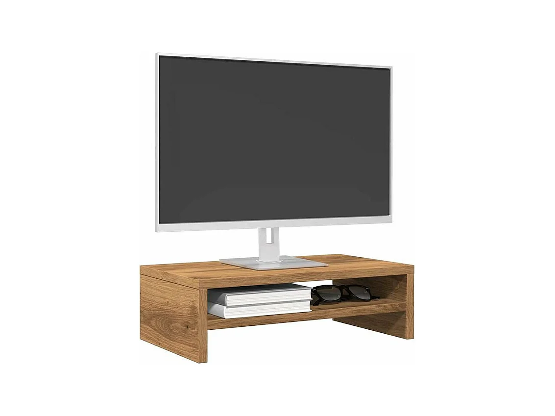 Support de moniteur chêne artisanal 42x24x13 bois ingénierie