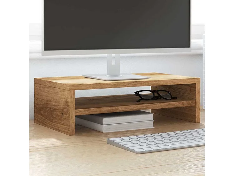Support de moniteur chêne artisanal 42x24x13 bois ingénierie