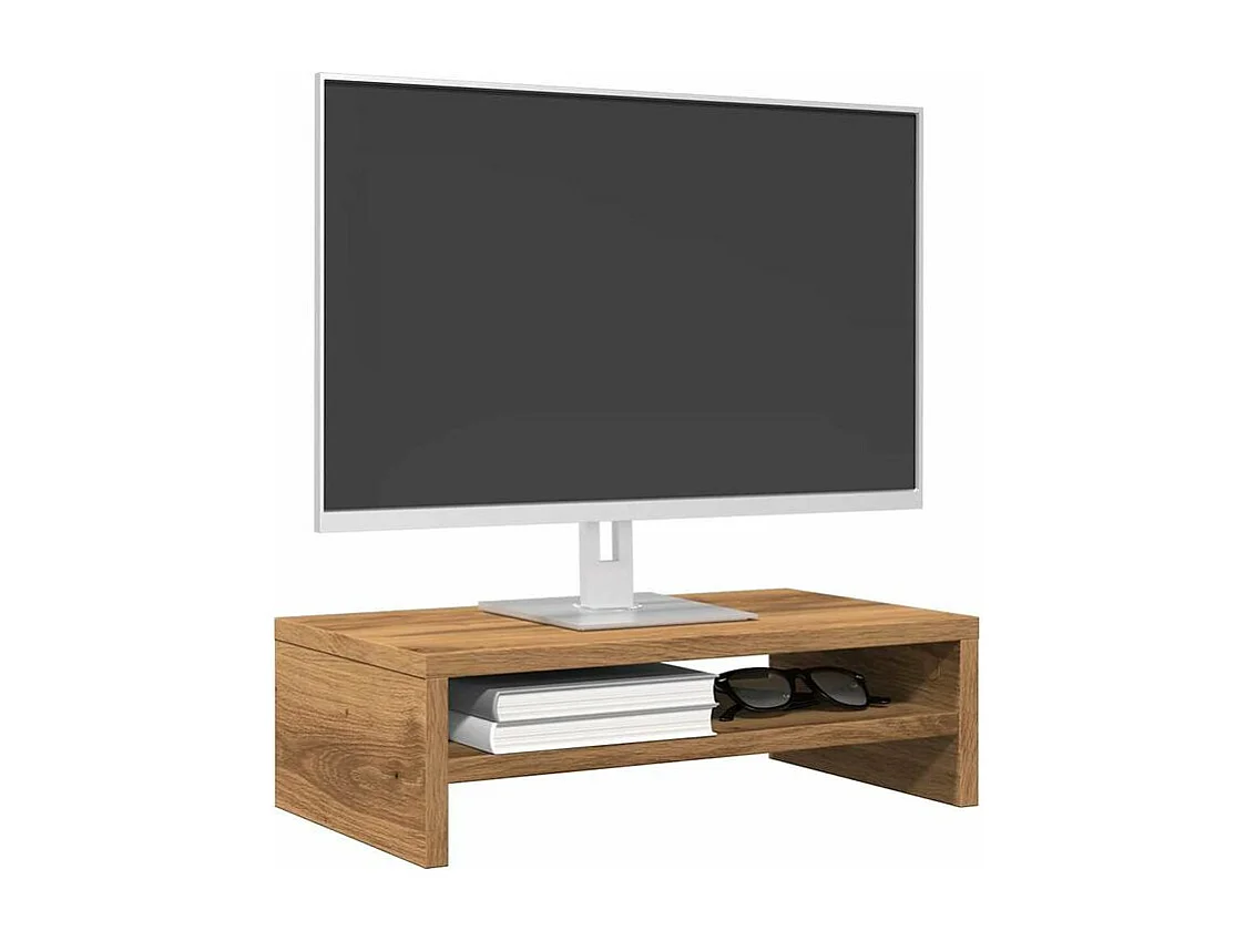 Support de moniteur chêne artisanal 42x24x13 bois ingénierie