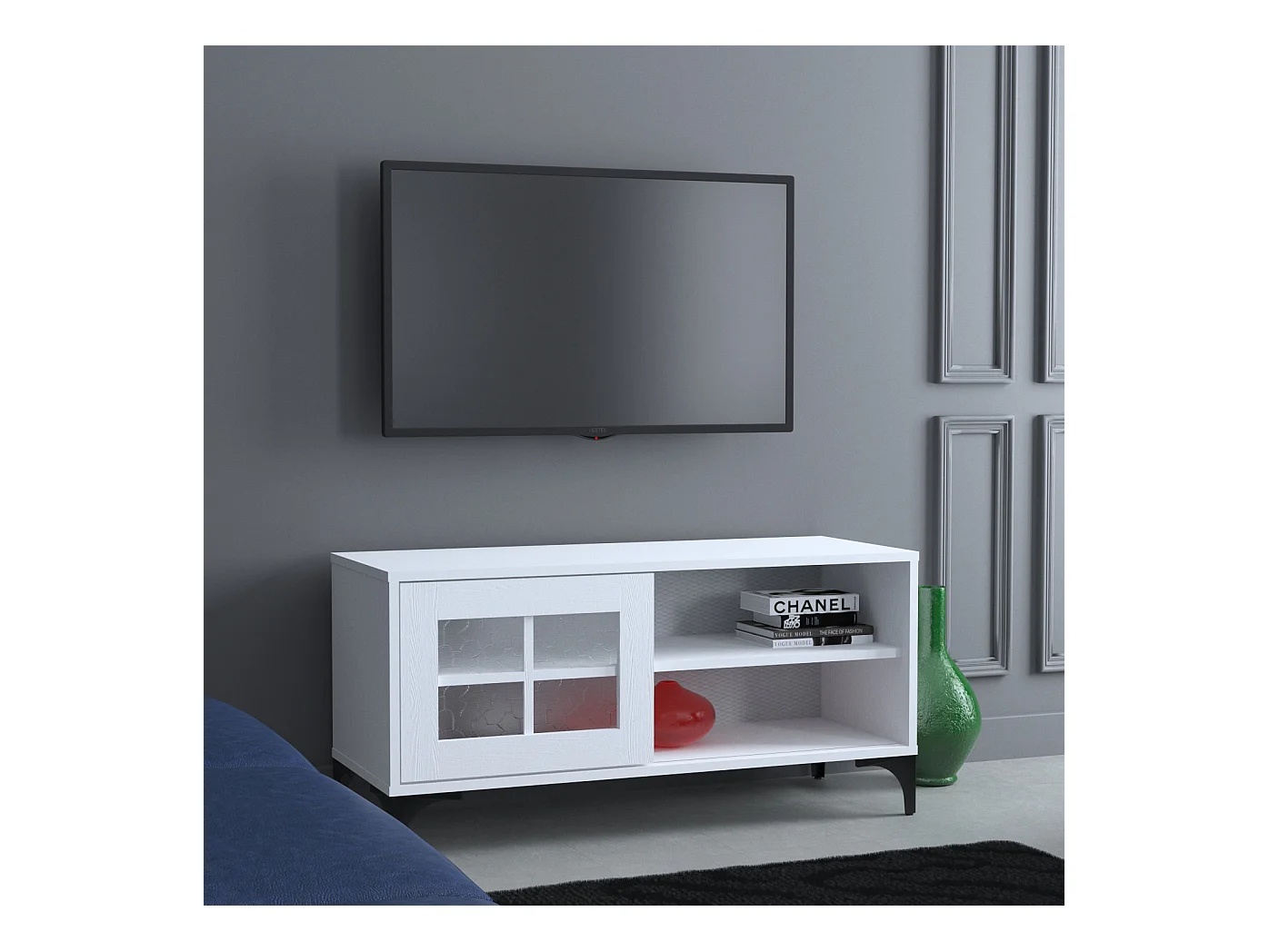 TV-standaard – 100 cm x 54 cm x 42 cm – Wit – Melamine